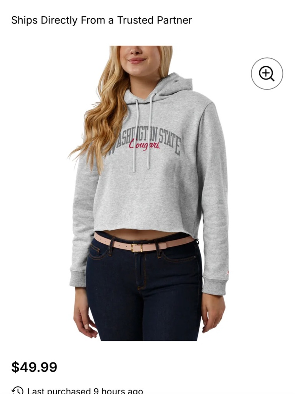 League Women's Gray Cropped Washington State Cougars Hoodie